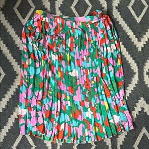 J. Crew Multicolor Pleated A-Line Skirt